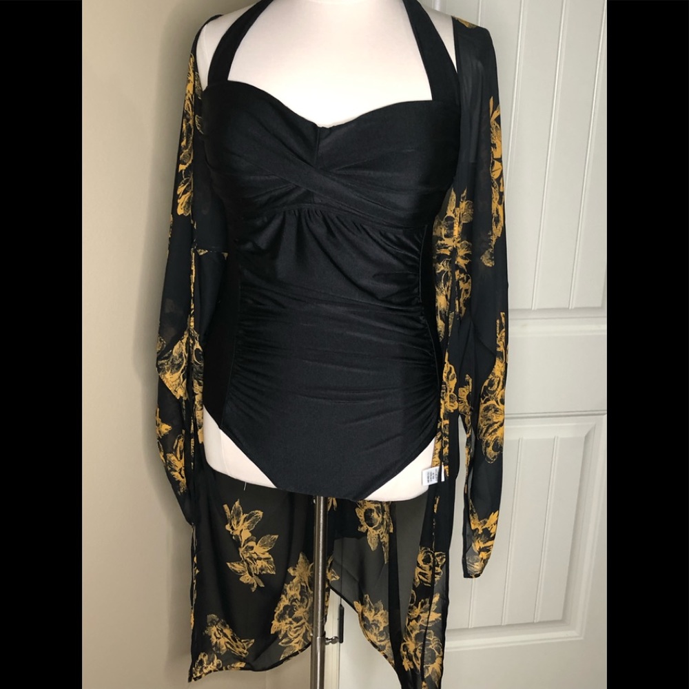 Plus Size Sexy One Piece Swim Suit with Coverup